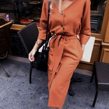 Load image into Gallery viewer, Sexy v Neck Autumn Long Sleeve Women Dress