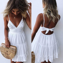 Load image into Gallery viewer, Sexy Strappy Lace White Mini Dresses