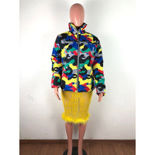Load image into Gallery viewer, Short Parkas High Collar Full Sleeve Zipper Camouflage
